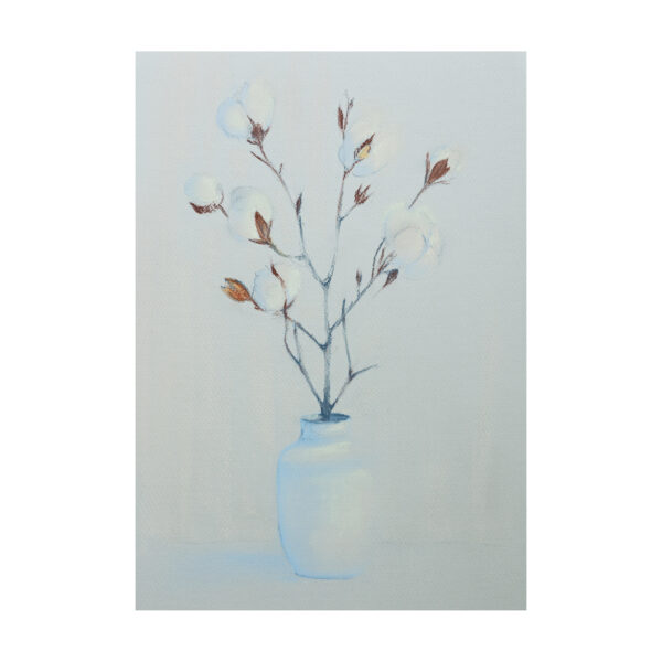 Weightlessness. Cotton in a vase